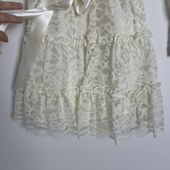 Vintage Girl's First Communion Cream Tiered All Lace Attached Necklace Dress S/M - Picture 5 of 9